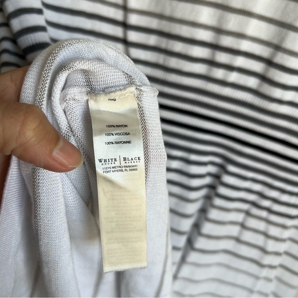 White House Black Market Striped Short Sleeve Open Front Cardigan Sweater - Picture 5 of 6